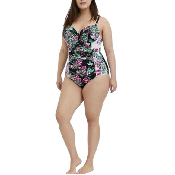 Torrid Black & White Leopard Underwire One-Piece Swimsuit SIZE 3 DD/F Size 3X - Picture 3 of 11